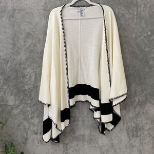 Peter Nygård open front knit poncho cardigan sweater one size kimono sleeves